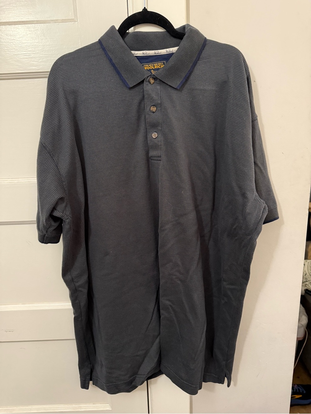 Vintage Woolrich Men's Slate Gray Polo Shirt